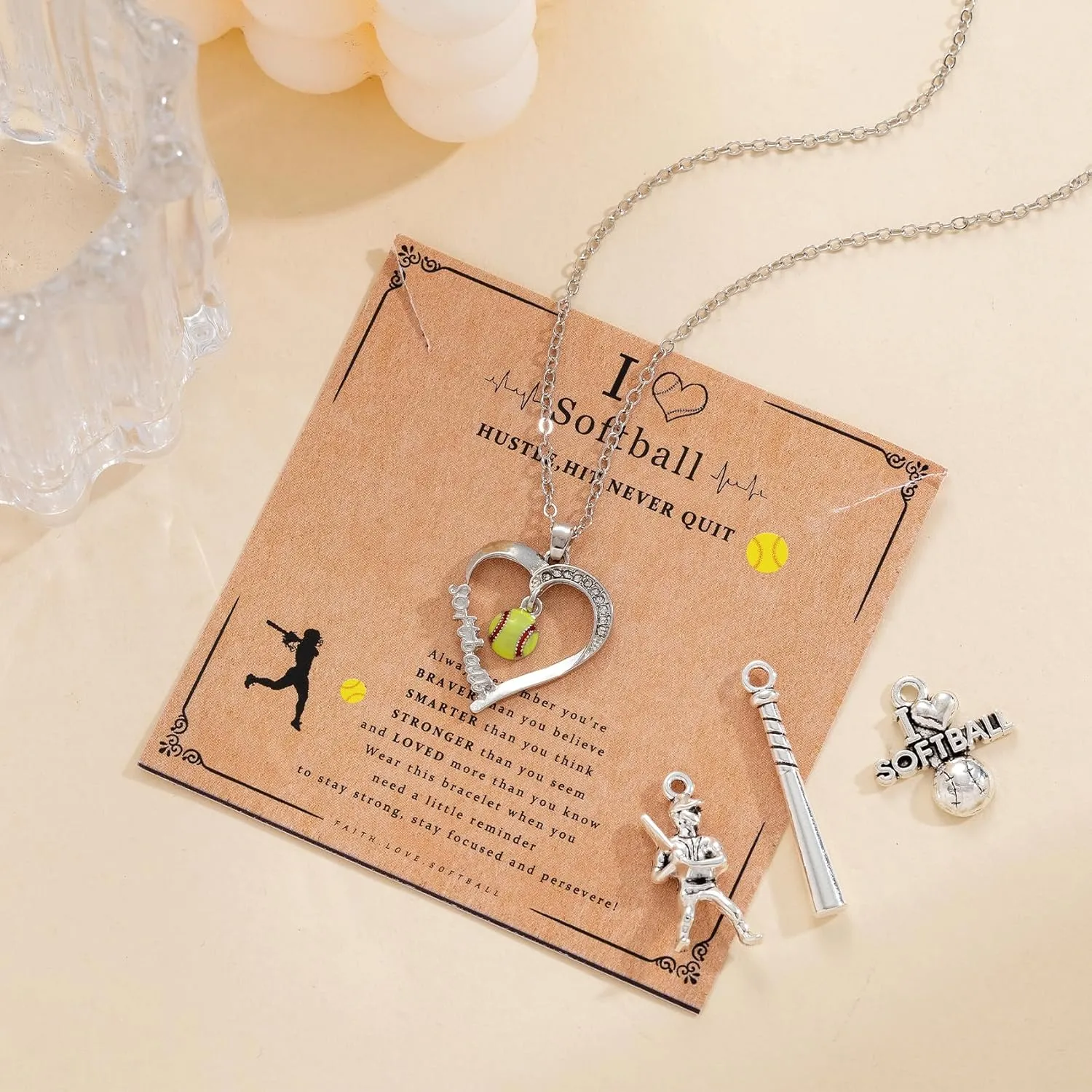 Softball/Volleyball/Basketball/Baseball Necklace for Teen Sport Accessories Jewelry Gifts for Mom Women Man
