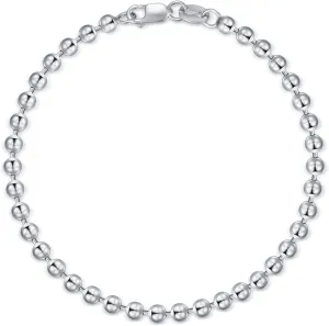 Solid 925 Sterling Silver 3MM Ball Chain Bracelet for Men Women,with Lobster Claw Clasp,Made in Italy 6.5/7/7.5/8 Inch