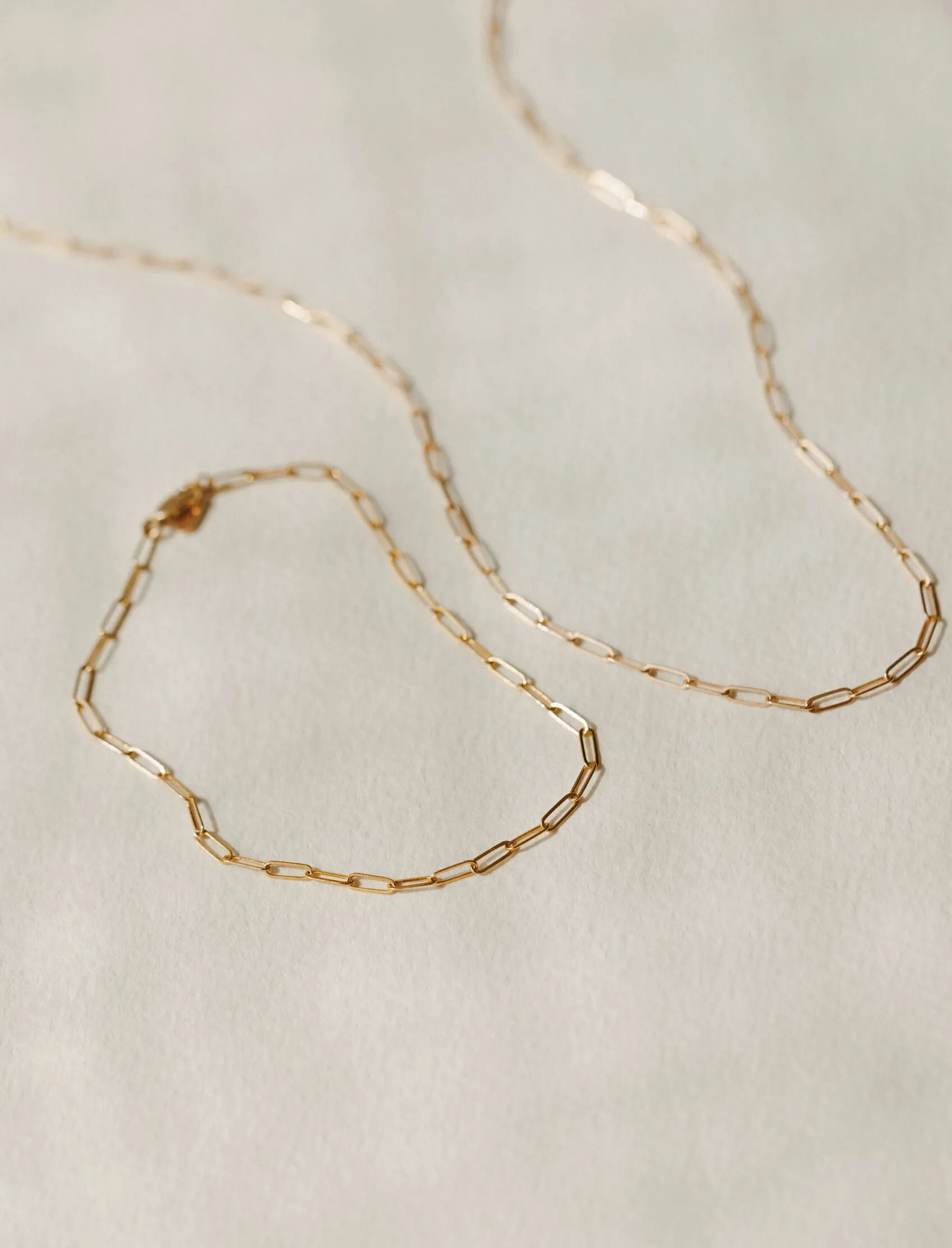 Solid Gold Dainty Paperclip Chain Bracelet