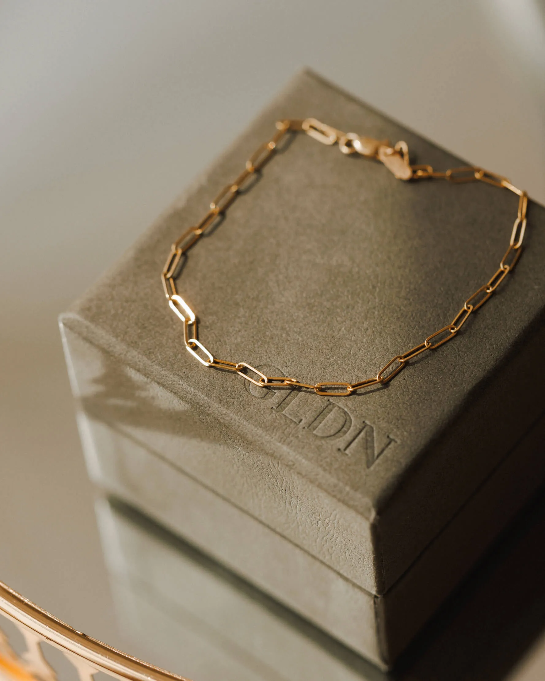 Solid Gold Dainty Paperclip Chain Bracelet