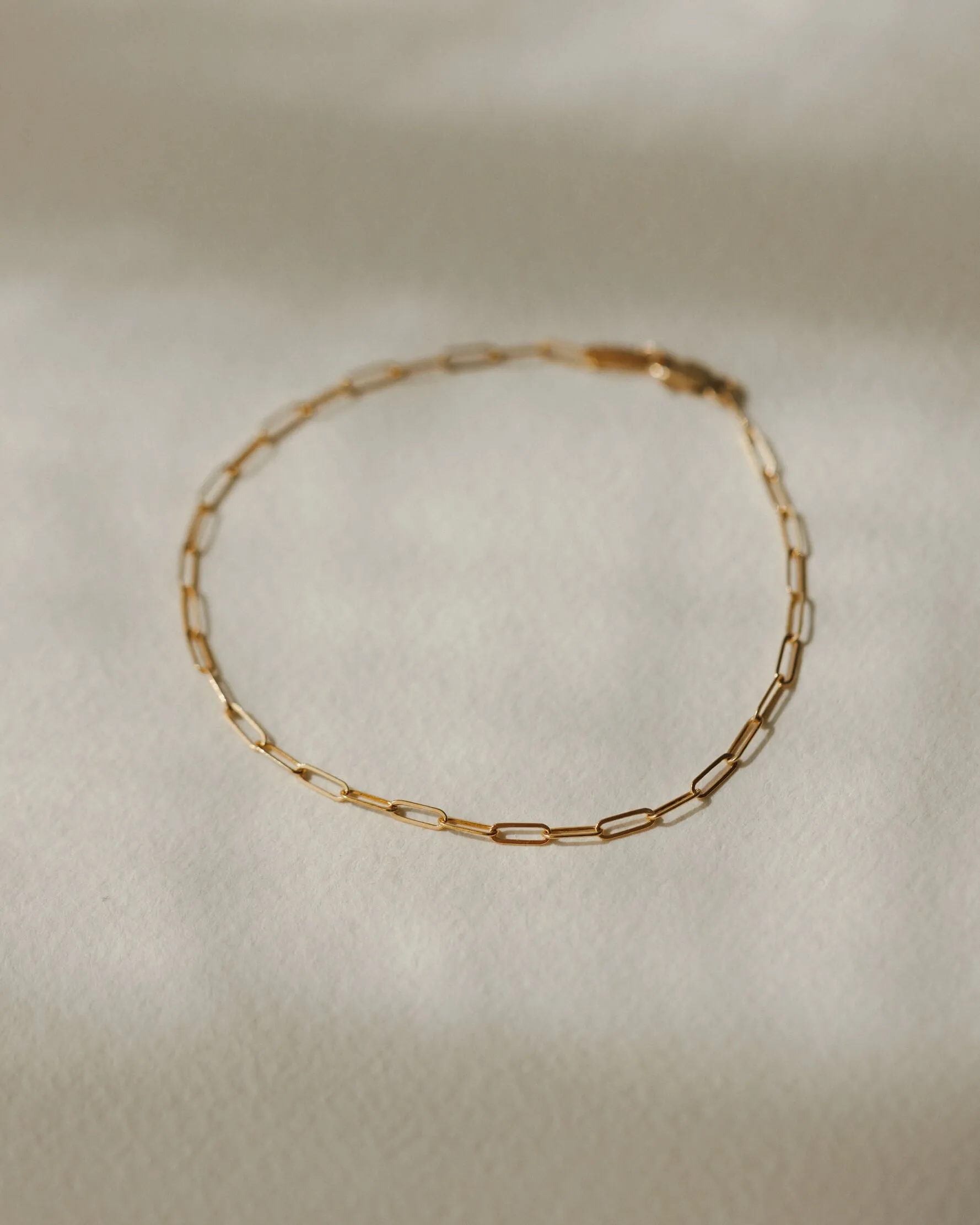 Solid Gold Dainty Paperclip Chain Bracelet