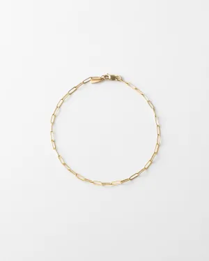 Solid Gold Dainty Paperclip Chain Bracelet
