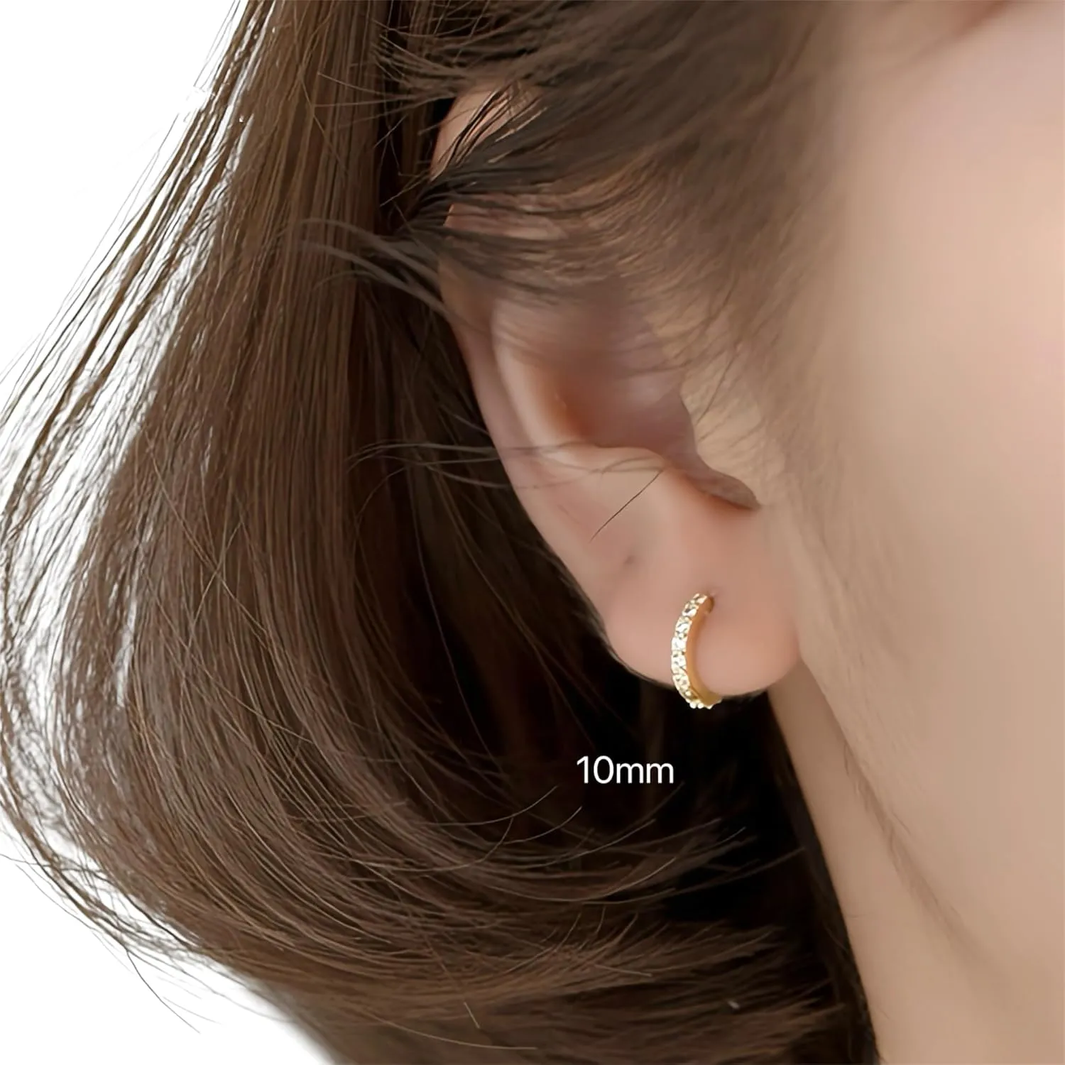 Solid S925 Huggie Earrings; Classic CZ Diamond S925 Huggie Earrings;14K Gold Plated Silver Hoop;Hypoallergenic Ear Healing Helix Cartilage Earlobe Long Lasting Earrings;