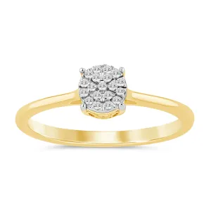 Solitaire Look Ring with 0.05ct of Diamonds in 9ct Yellow Gold