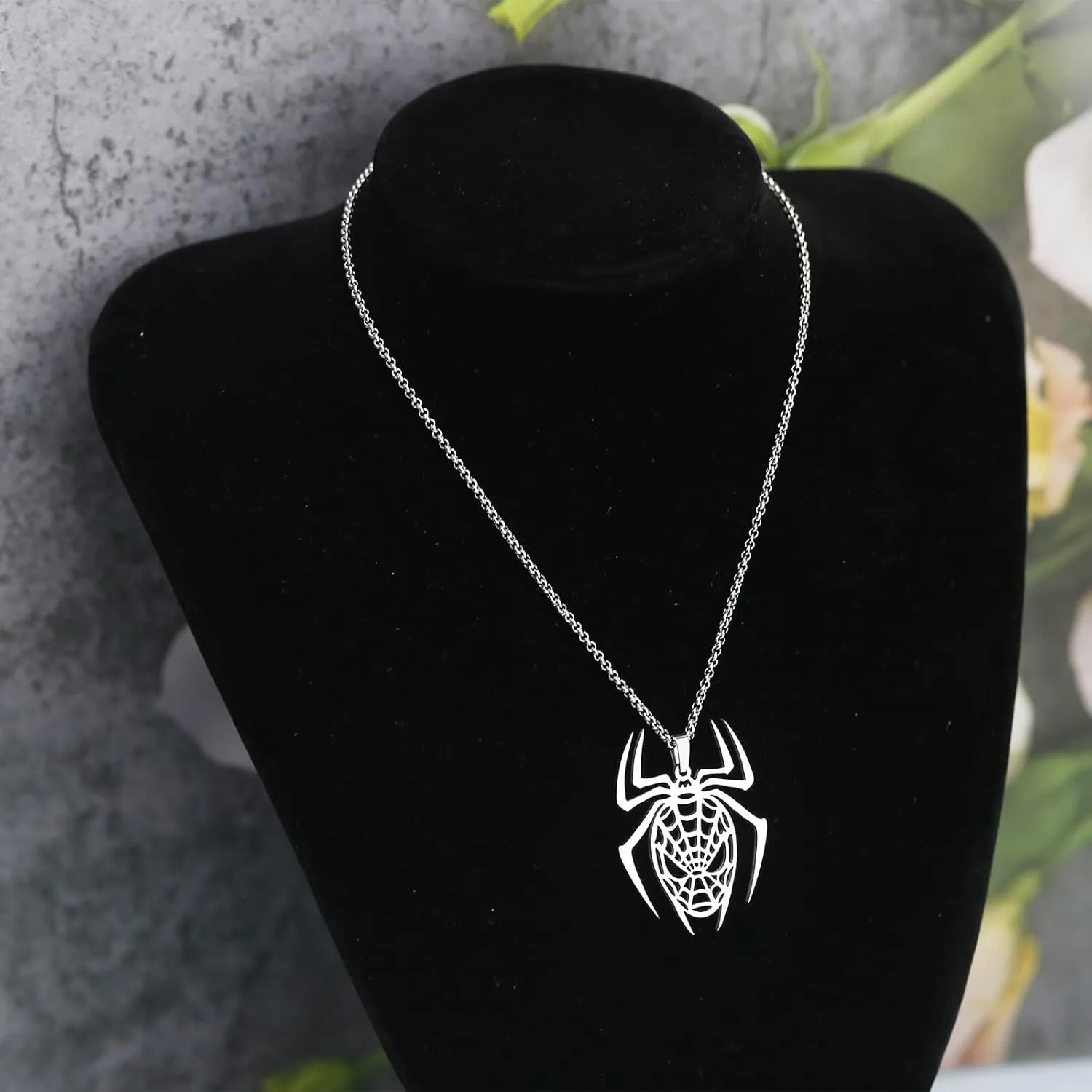 Spider Movie Inspired Hero Gifts: Web Charm Necklace - Halloween Spider Jewelry