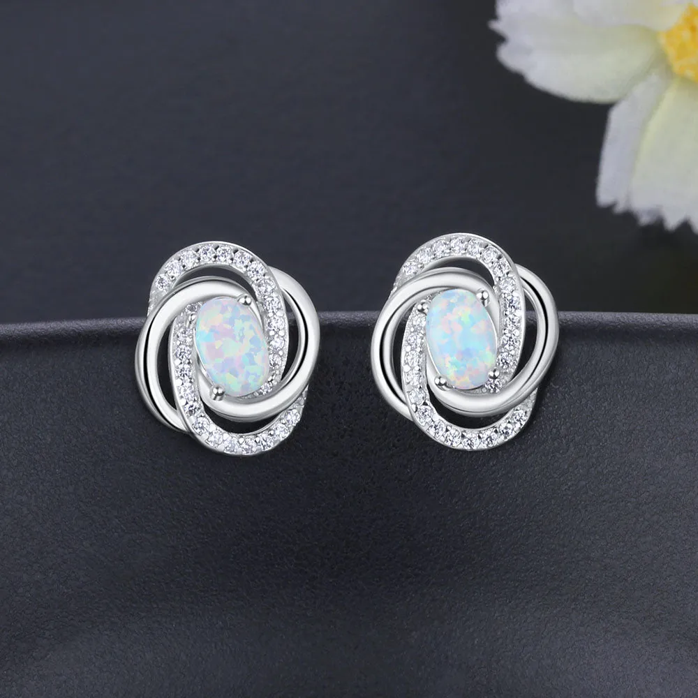 Spiral Pattern Shape Milky Opal Stone Earring