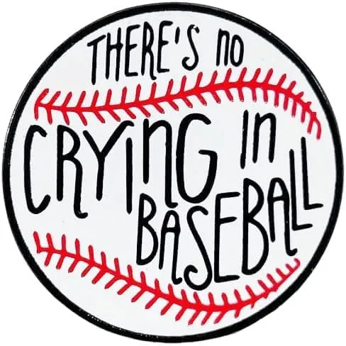 Sports Baseball Brooch Funny Enamel Pin for Women Girls Boys Creative Novelty ''There's No Crying in Baseball'' Movie Quote Words Lapel Pins Badges Cute Brooches Button Gifts Backpacks Hat Jacket Decor Jewelry