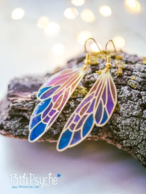 Stained glass inspired fairy wing earrings