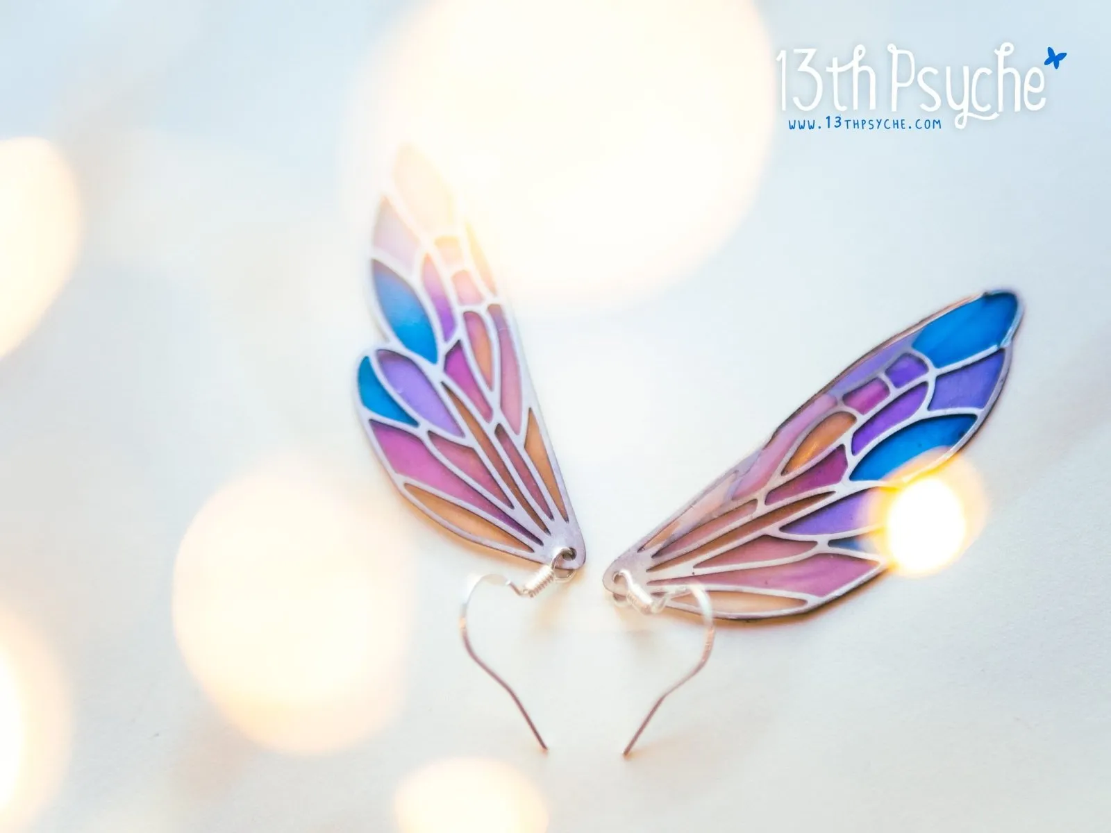 Stained glass inspired fairy wing earrings