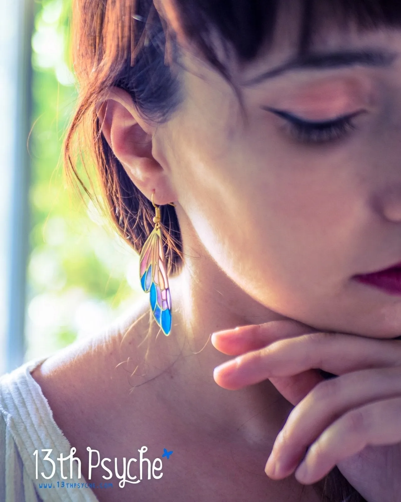 Stained glass inspired fairy wing earrings