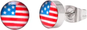 Stainless Steel American Flag Earrings Studs, United States