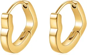 Stainless Steel Classic Simple Plain Heart Shaped Huggie Hoop Earrings