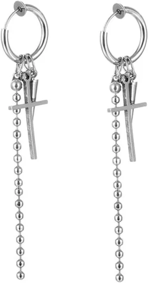 Stainless Steel Hoop Earrings for Women, Hoop Earrings Hoop with Cross and Cone Hoop Earrings Jewelry Gifts