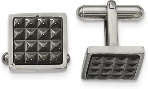 Stainless Steel Polished Black IP Studded Cufflinks