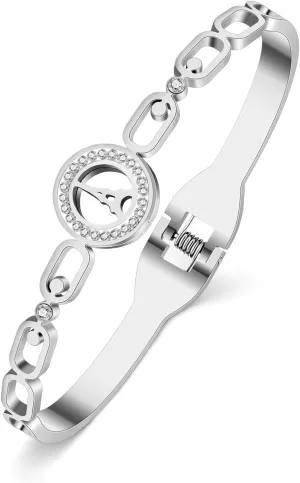 Stainless Steel Rhinestone Eiffel Tower Bracelets Hollow Out Cuff Bangle Trendy Jewelry For Women Charms Paris Gifts