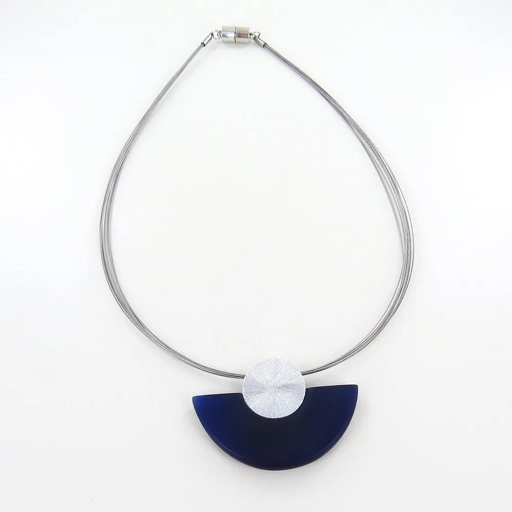 STAR SAPPHIRE BLUE HALF MOON NECKLACE