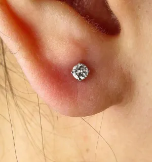 Sterling Silver 1Ct Round Cut Diamond Classic Solitaire Stud Women Earring 14k White Gold Plated Women's Valentines Day Gift