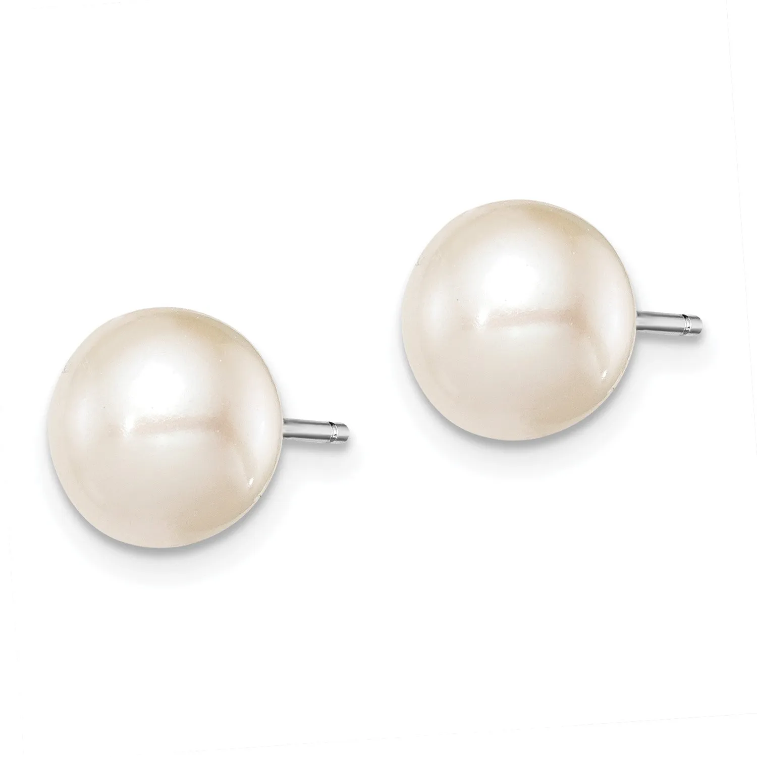 Sterling Silver 8X9MM Pearl Stud Earrings
