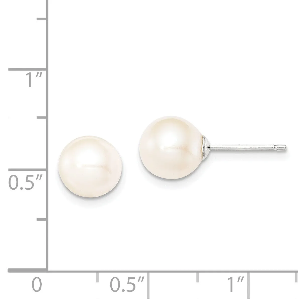 Sterling Silver 8X9MM Pearl Stud Earrings