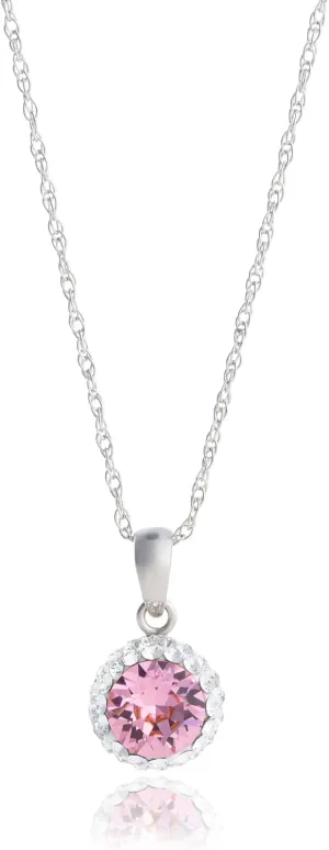 Sterling Silver Crystal Halo Pendant Necklace, 18" by MAX   STONE