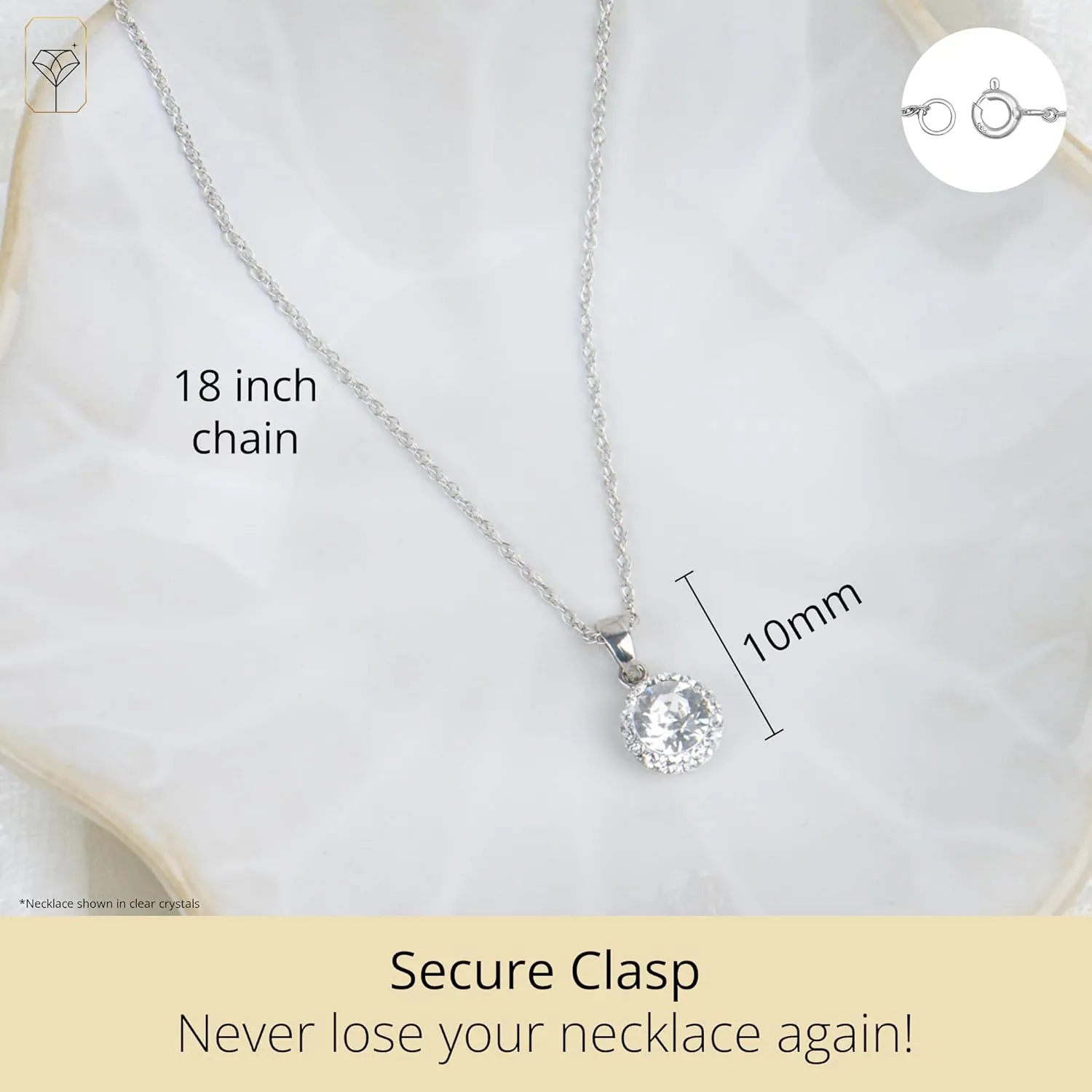 Sterling Silver Crystal Halo Pendant Necklace, 18" by MAX   STONE