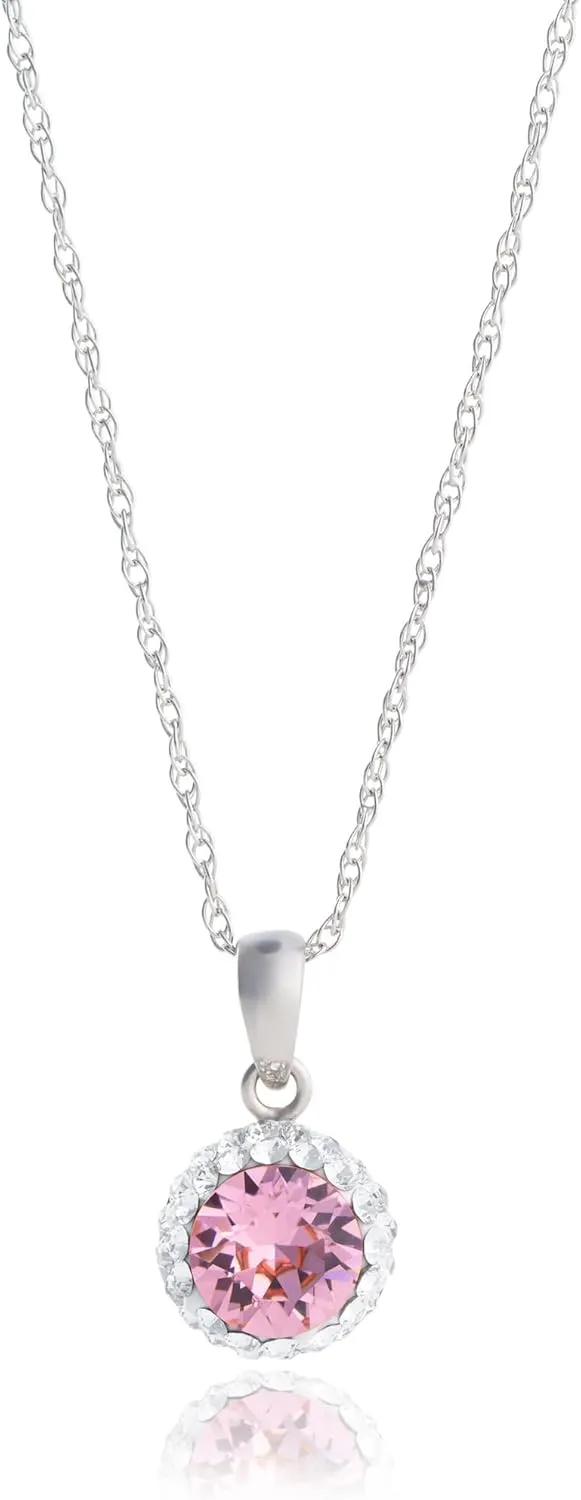 Sterling Silver Crystal Halo Pendant Necklace, 18" by MAX   STONE