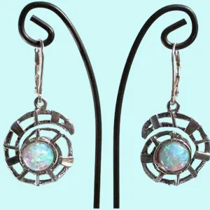Sterling silver earrings 925 handcrafted spiral opal earrings