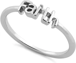 Sterling Silver Faith Script Ring 925 Sterling Silver Faith Ring Ideal For Thanksgiving