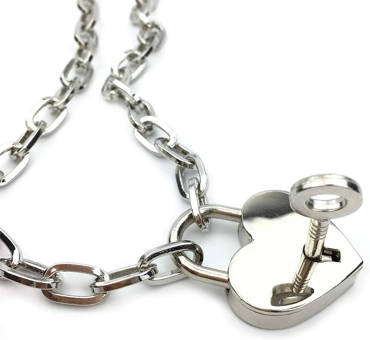 Succuba Padlock Necklace Chain Collar Choker with Two Keys and Box for Women, Men and Pet