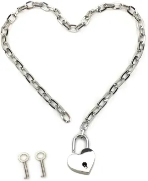 Succuba Padlock Necklace Chain Collar Choker with Two Keys and Box for Women, Men and Pet