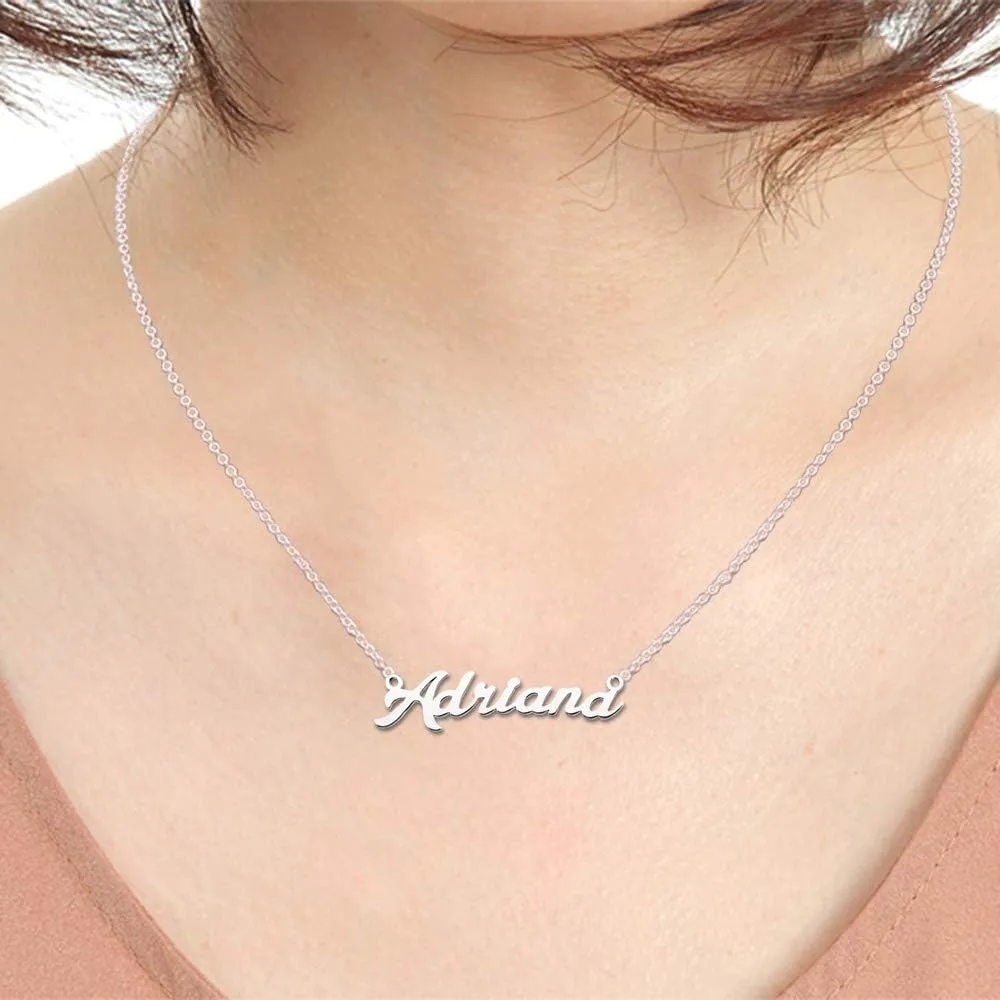 Summer Name Necklace Custom Personalized in Silver Plate Gift for Women Couple