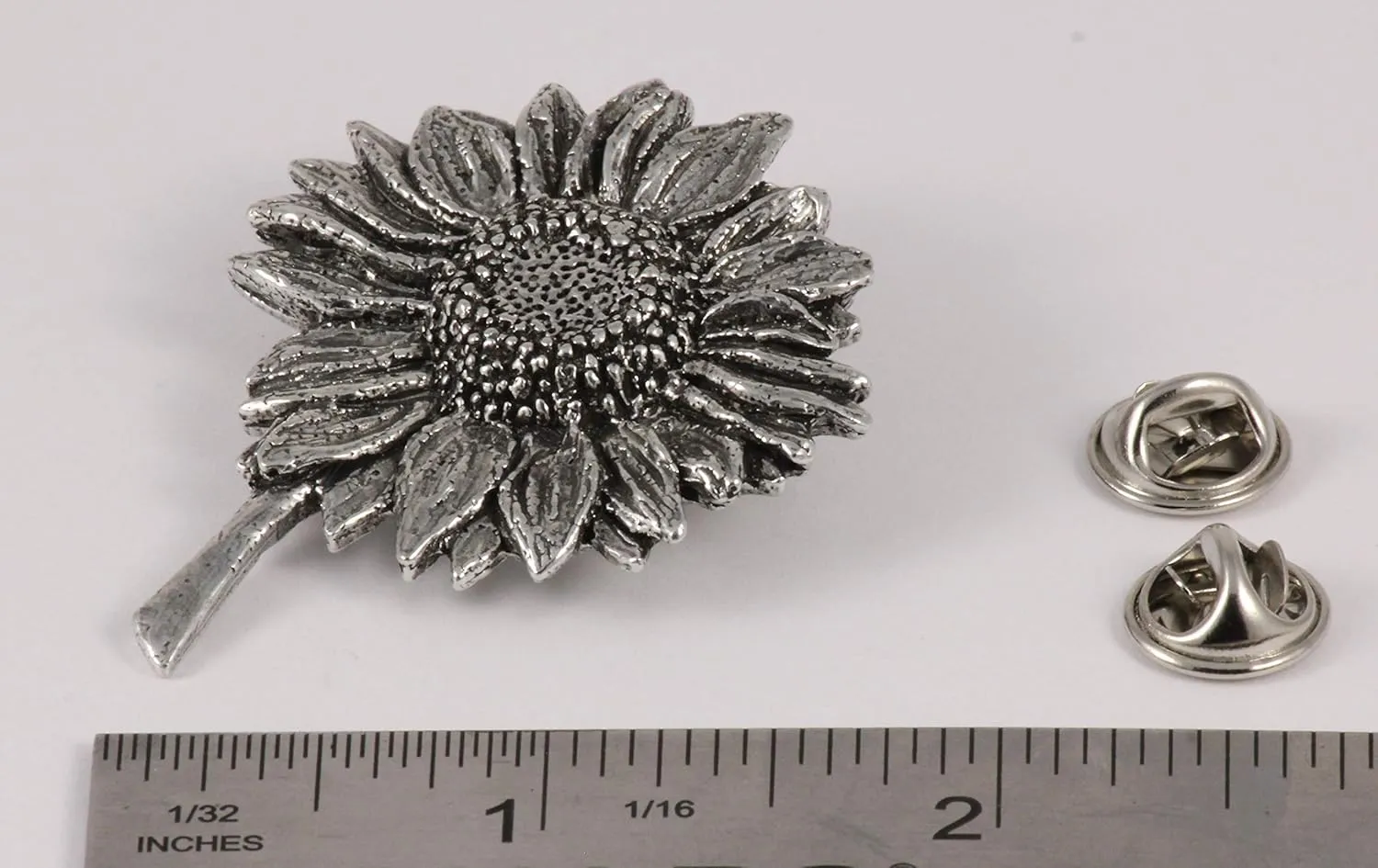 Sunflower Pin, Flower, Garden, Summertime, Yellow, Pins, Lapel, Brooch, Pewter, Over 20 Flower Designs Available, Handmade in the USA. A122