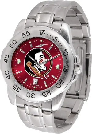 SunTime Men's NCAA Team Sport Watch, 20mm Stainless Steel Strap, Reflective Shiny Dial with Date
