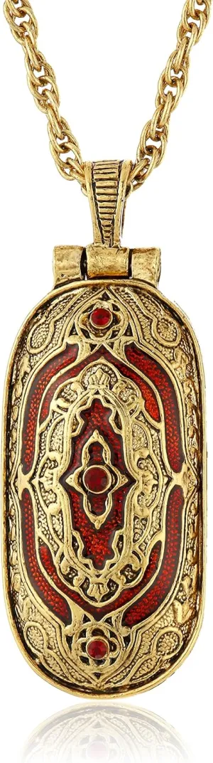 Symbols of Faith "Inspirations" 14k Gold-Dipped Red Swing Open Enclosed Crucifix Pendant Necklace