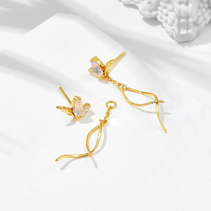 Synthetic Opal White Zirconium Earrings
