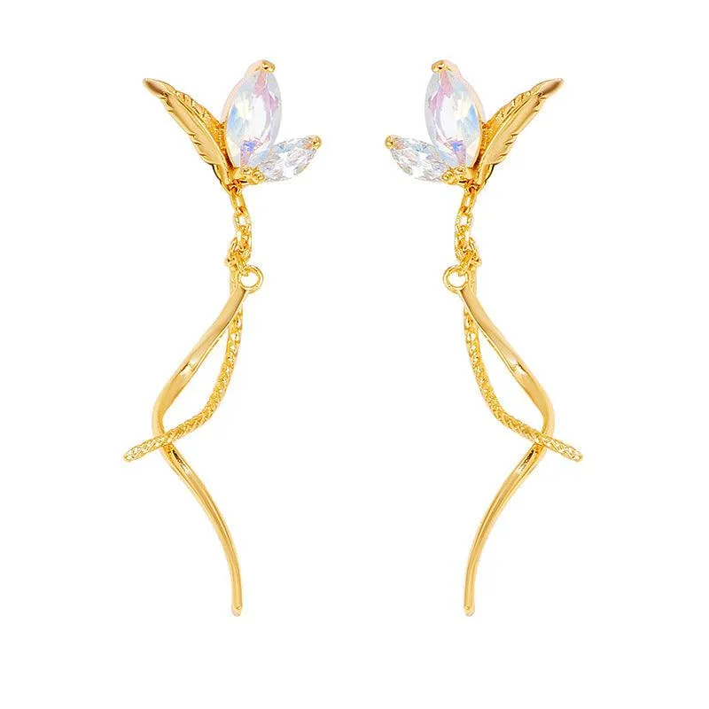 Synthetic Opal White Zirconium Earrings