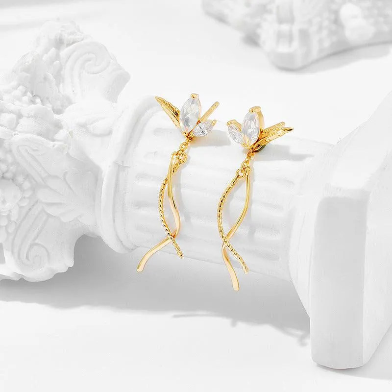 Synthetic Opal White Zirconium Earrings