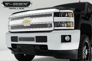 T-REX X Metal Series, 2 Piece Overlay Grilles - Polished - 2015-2018 Chevy 2500/3500