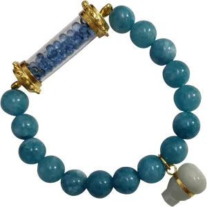 Thai Buddhist Bracelet Natural Blue Stone Real Bead Jewelry for Women Sarira Phra Tath Blue Sakyamuni Pendant Calabash Bring Success Attract Money