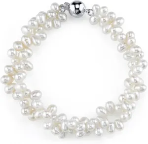 The Pearl Source 4-5mm Rice Shaped White Freshwater Pearl Bracelet for Women - Cultured Pearl Bracelet in 925 Sterling Silver with Genuine Cultured Pearls Pearl Gifts for Anniversary