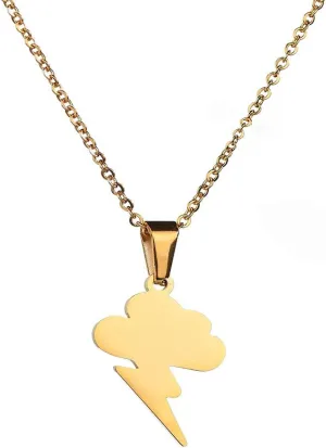 Thunder Necklace Hypoallergenic Surgical Stainless Steel Storm Cloud Lightning Pendant Necklace