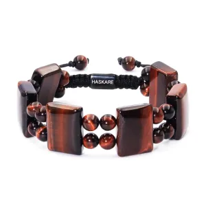 Tigers Eye Bracelet Red Beaded Bracelets for Men, HASKARE Authentic Mens Beads Bracelet Protection Crystals Red Tiger Eye Stone Bracelet, Premium Stone Mens Jewelry Macrame Gemstone Bracelet for Gifts