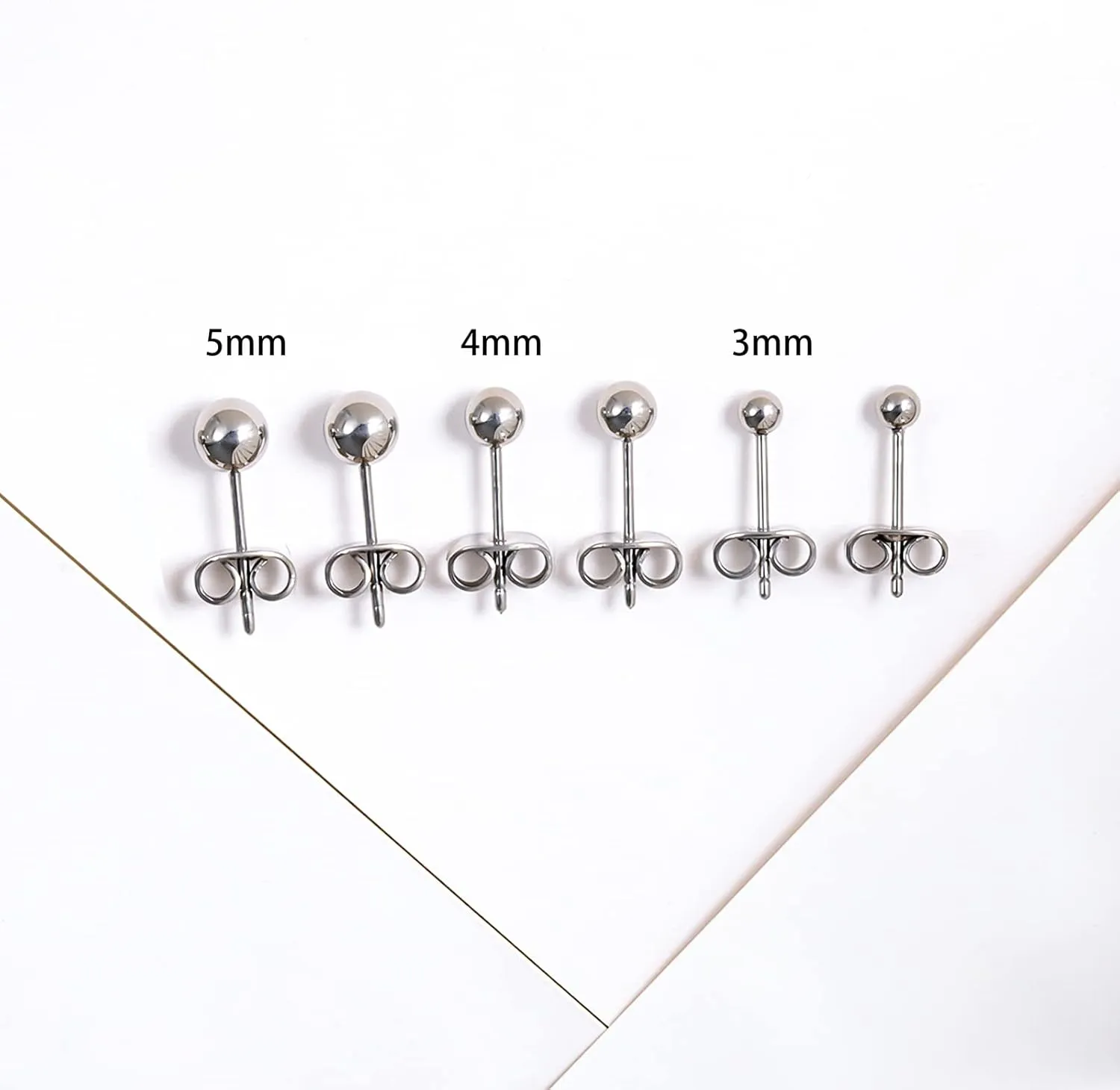 Titanium Ball Earrings Hypoallergenic Studs for Women Men Sensitive Ears Black 3mm 4mm 5mm Titanium Backs