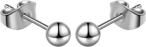 Titanium Ball Earrings Hypoallergenic Studs for Women Men Sensitive Ears Black 3mm 4mm 5mm Titanium Backs
