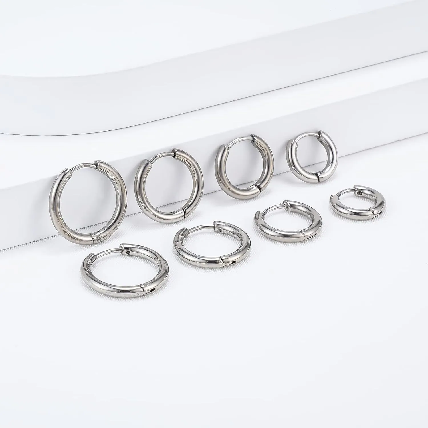 Titanium Huggie Hoop Earrings Hypoallergenic Nickel Free Hinged Sleeper Earrings for Sensitive Skin Cartilage Helix Lobes