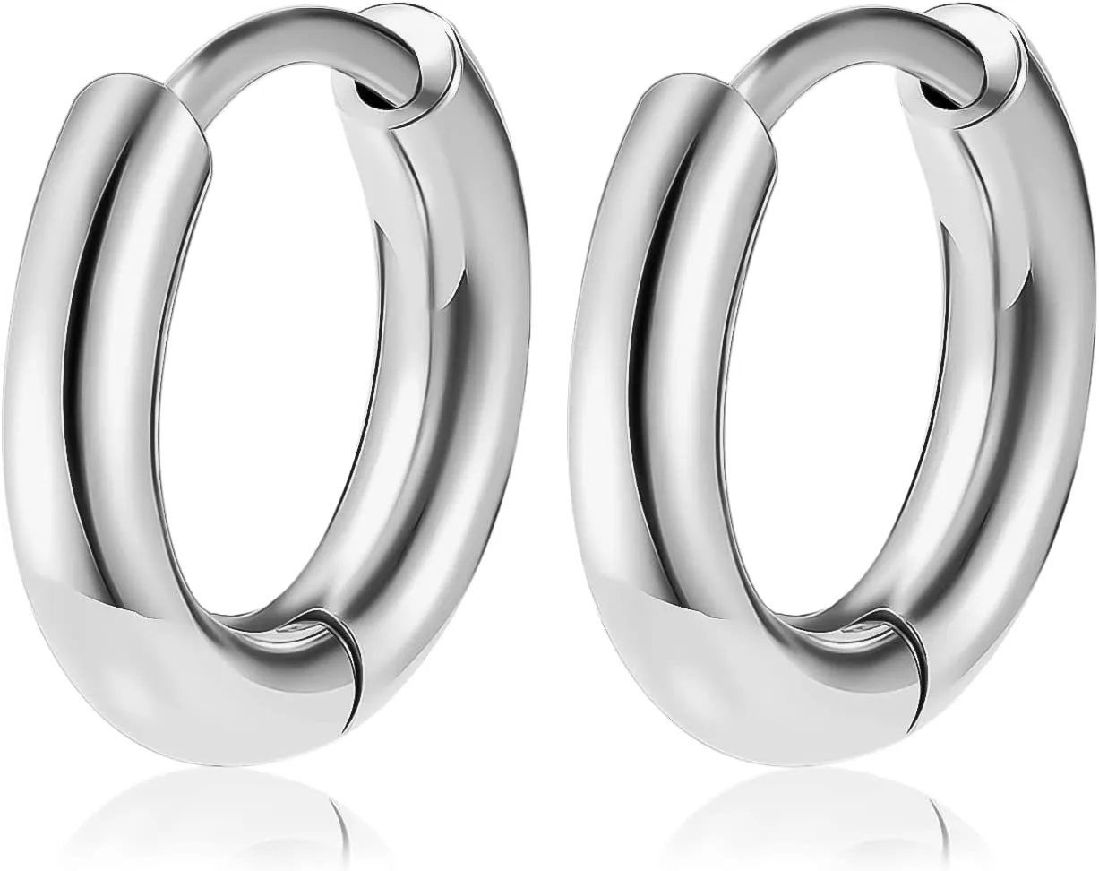Titanium Huggie Hoop Earrings Hypoallergenic Nickel Free Hinged Sleeper Earrings for Sensitive Skin Cartilage Helix Lobes