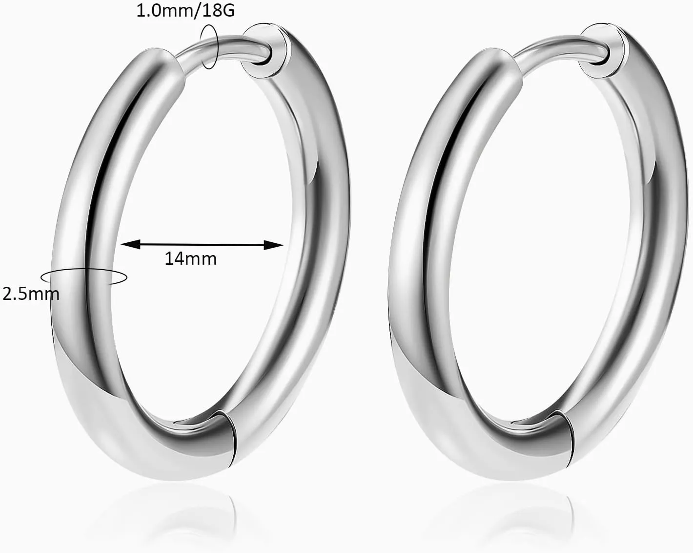 Titanium Huggie Hoop Earrings Hypoallergenic Nickel Free Hinged Sleeper Earrings for Sensitive Skin Cartilage Helix Lobes