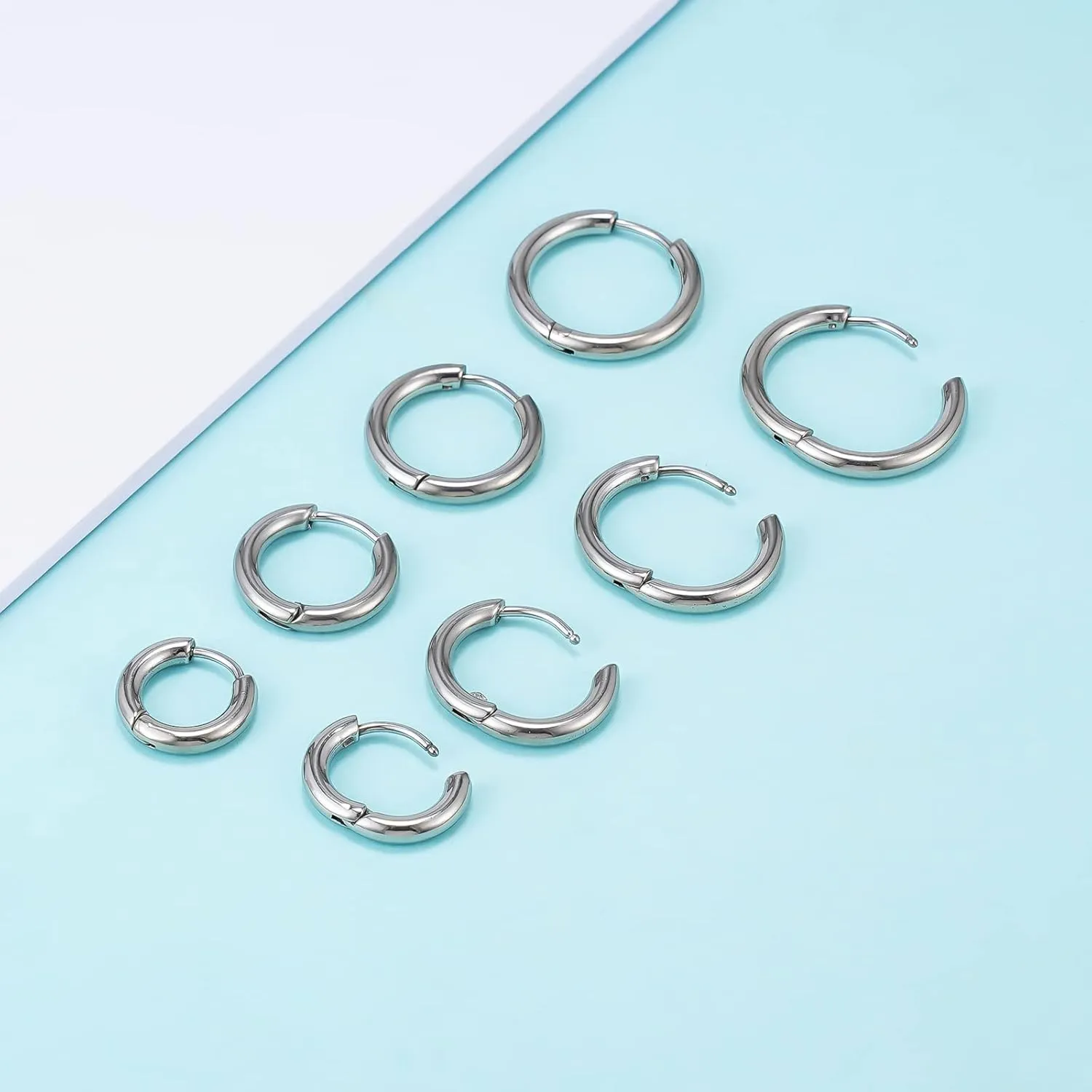 Titanium Huggie Hoop Earrings Hypoallergenic Nickel Free Hinged Sleeper Earrings for Sensitive Skin Cartilage Helix Lobes