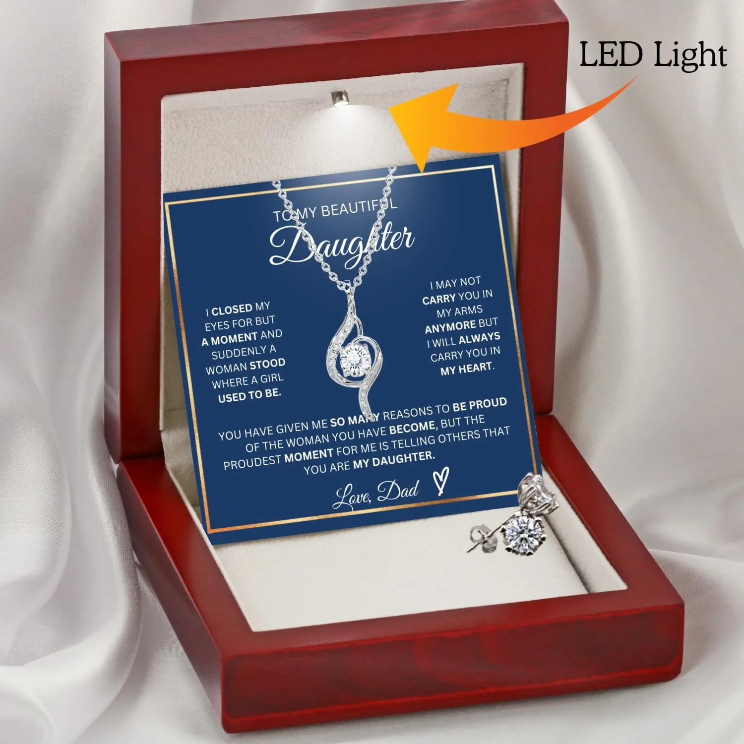 To My Daughter Necklace from Dad, Sterling Silver Daughter Gift