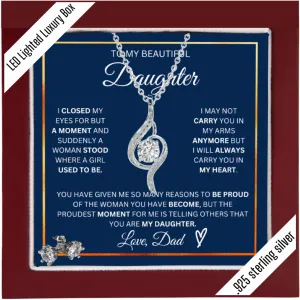 To My Daughter Necklace from Dad, Sterling Silver Daughter Gift